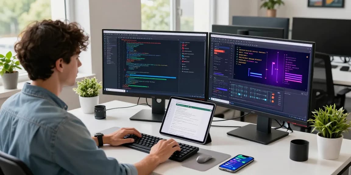 Snipaste empowering productivity in a modern software development workspace with vibrant coding and design tools.