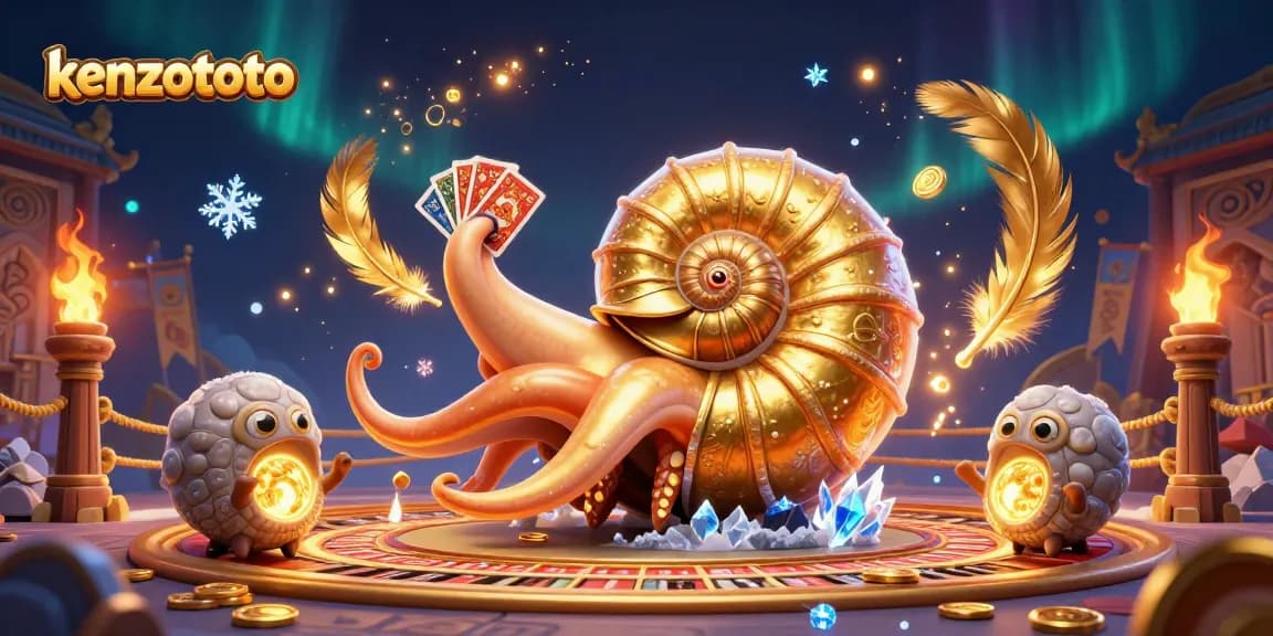 Players engage in lottery games on kenzototo with a dazzling casino scene embodied by a nautilus roulette wheel.