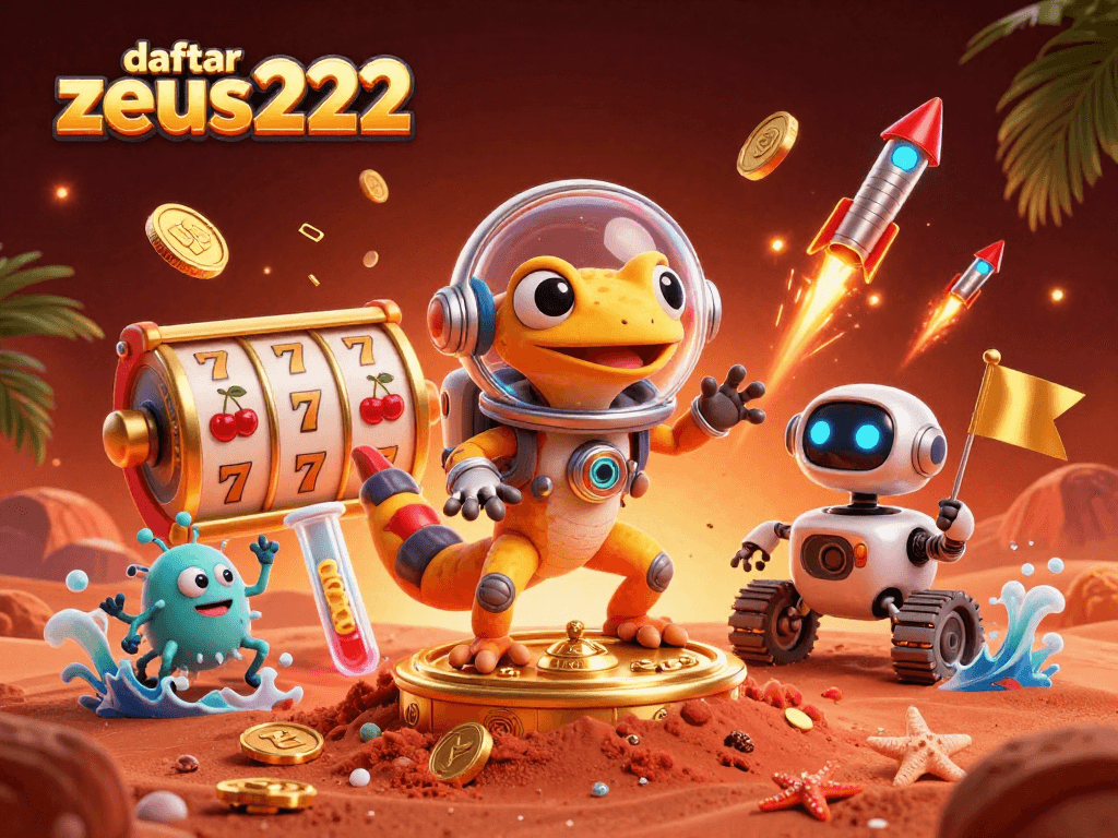Experience the excitement of daftar zeus222 with a Martian gecko discovering a golden casino.
