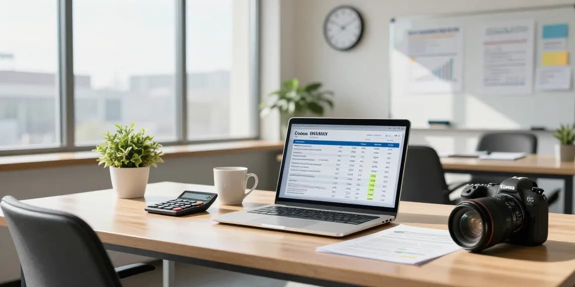 Accountant reviewing business electricity VAT rate calculations in a modern office.