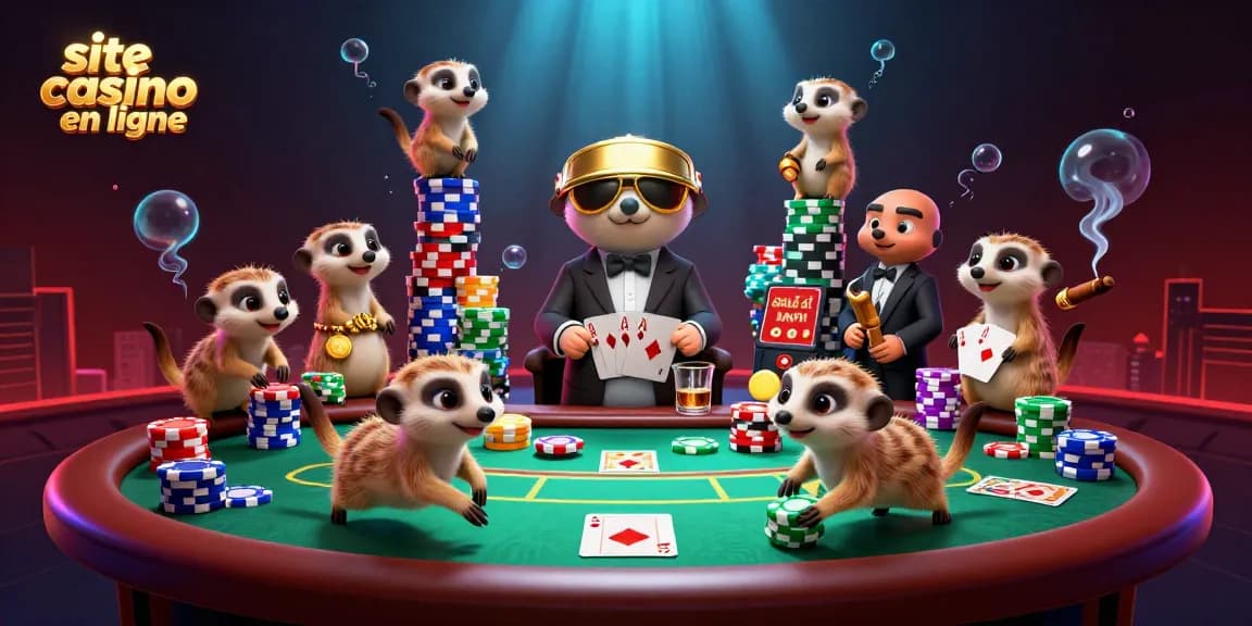 Site de casino en ligne avec des suricates gérant une opération ludique captivante.