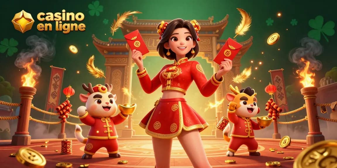 Vivez l'excitation du casino en ligne avec des visuels vibrants mettant en scène une célébration festive.