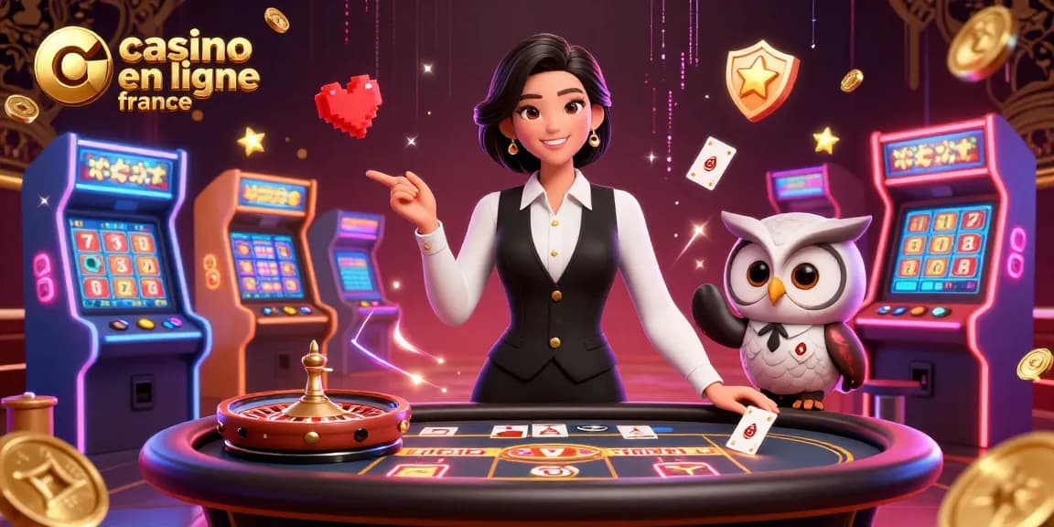 Vivez une expérience de jeu passionnante avec notre illustration dynamique Casino en Ligne France mettant en avant des croupiers et des éléments de jeu emblématiques.