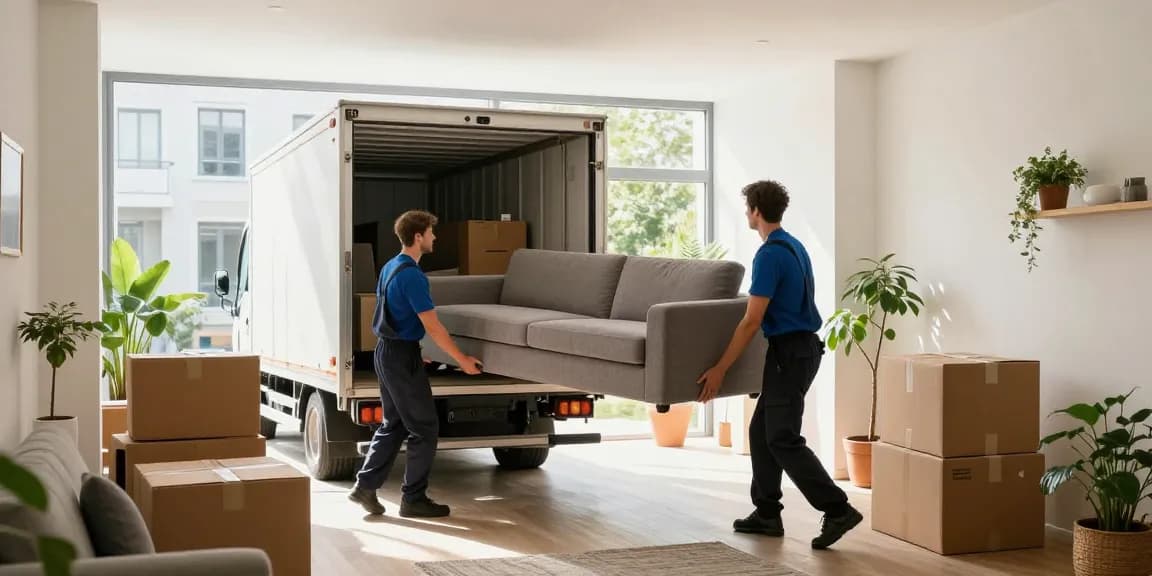 Efficient Wohnungsentrümpelung Berlin scene with professional movers clearing a clutter-free apartment.