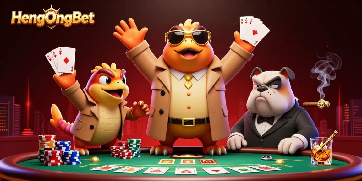 Experience high-stakes betting at HengOngBet with cartoon raptors in a humorous VIP casino scene.