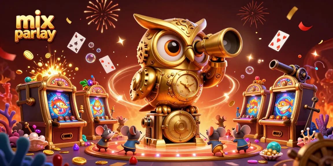 Engage with mix parlay strategies through vibrant casino visuals featuring cartoon characters.