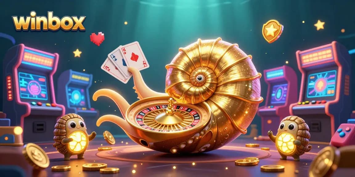 Spin the winbox roulette as the giant nautilus holds poker cards surrounded by gaming elements.