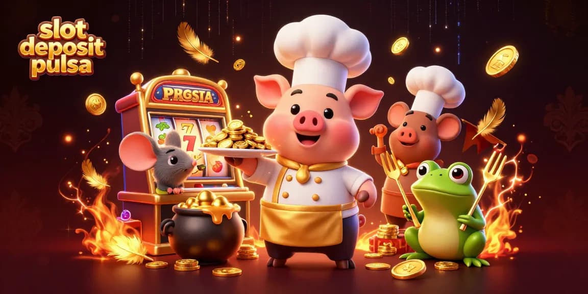 Engage in thrilling slot deposit pulsa action with vibrant characters and dynamic casino elements in a stunning 3D scene.