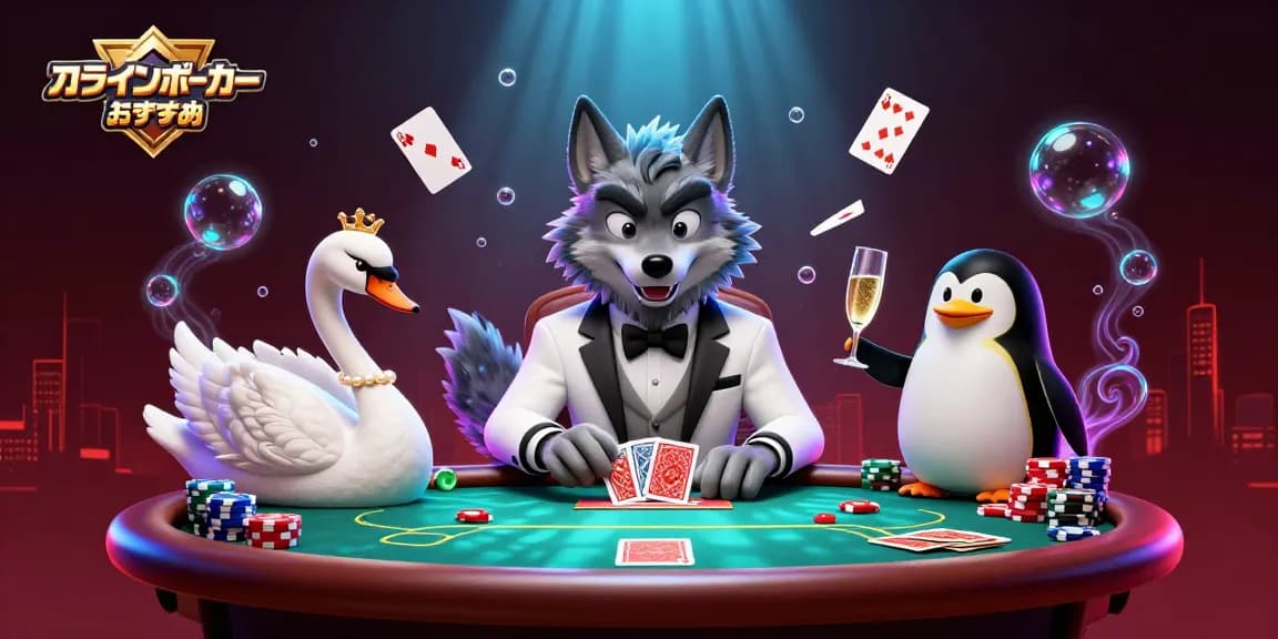 オンラインポーカー おすすめのゲームシーンで流れるポーカーチップやカードが魅力的です。