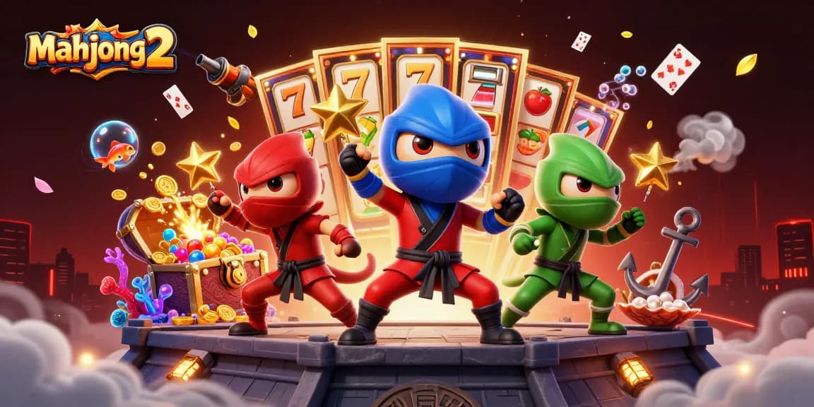 Engage in thrilling casino adventures with mahjong 2, featuring vibrant ninja chameleons amidst dynamic gaming elements.