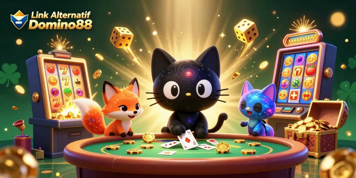 Engage with thrilling Link Alternatif Domino88 for slots and jackpot fun in a cosmic casino scene.
