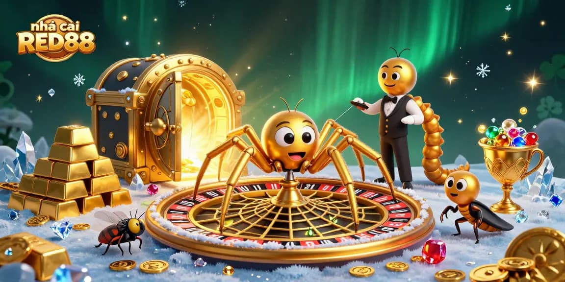 Place bets confidently at nhà cái RED88 with a vibrant 3D casino scene full of excitement.