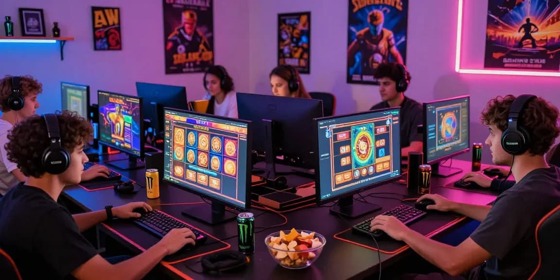 Exciting online slot gaming session at home with gamers enjoying slot depo 1000 games.