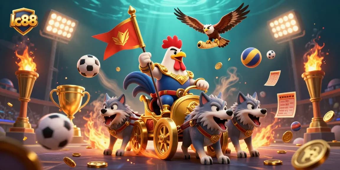 Engage in thrilling gaming action with lc88, featuring dynamic 3D characters and sports elements in an immersive casino setting.