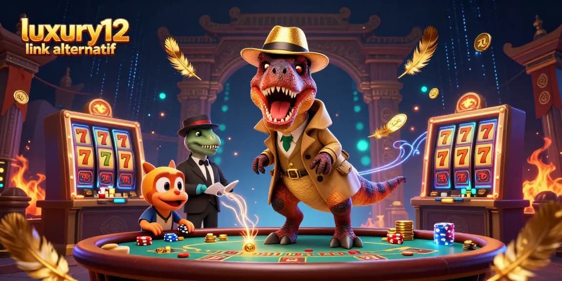 Experience the thrill of the casino with luxury12 link alternatif featuring a velociraptor at the blackjack table.