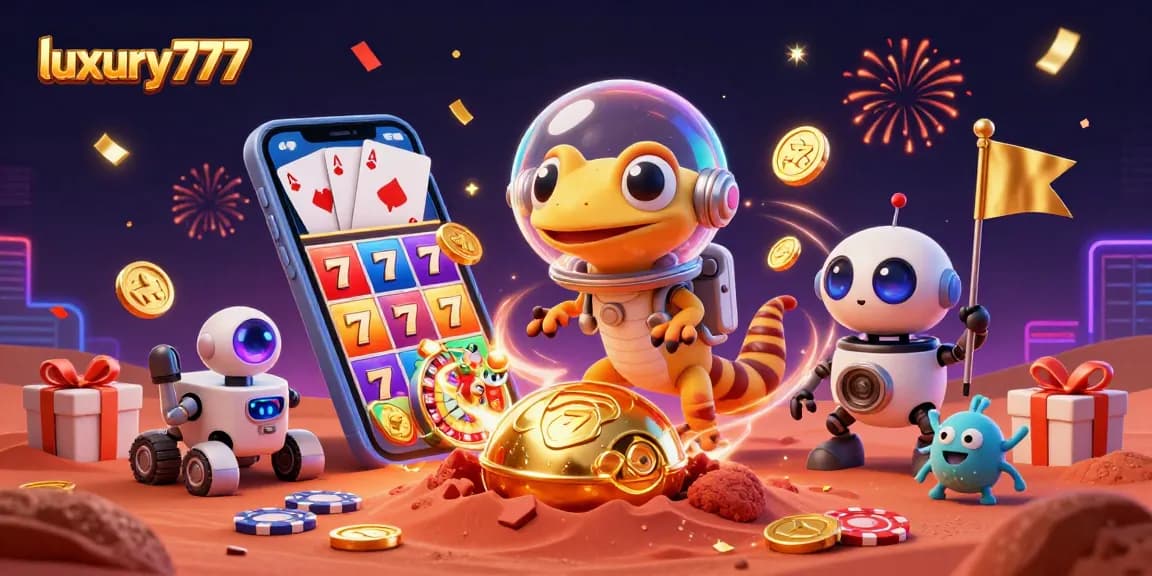 Experience luxury777's thrilling slot games with our vibrant 3D casino illustration.