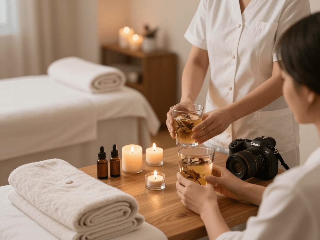 Relaxation at https://www.balancedmassage.org/ with therapist preparing serene treatment in a calming spa atmosphere.