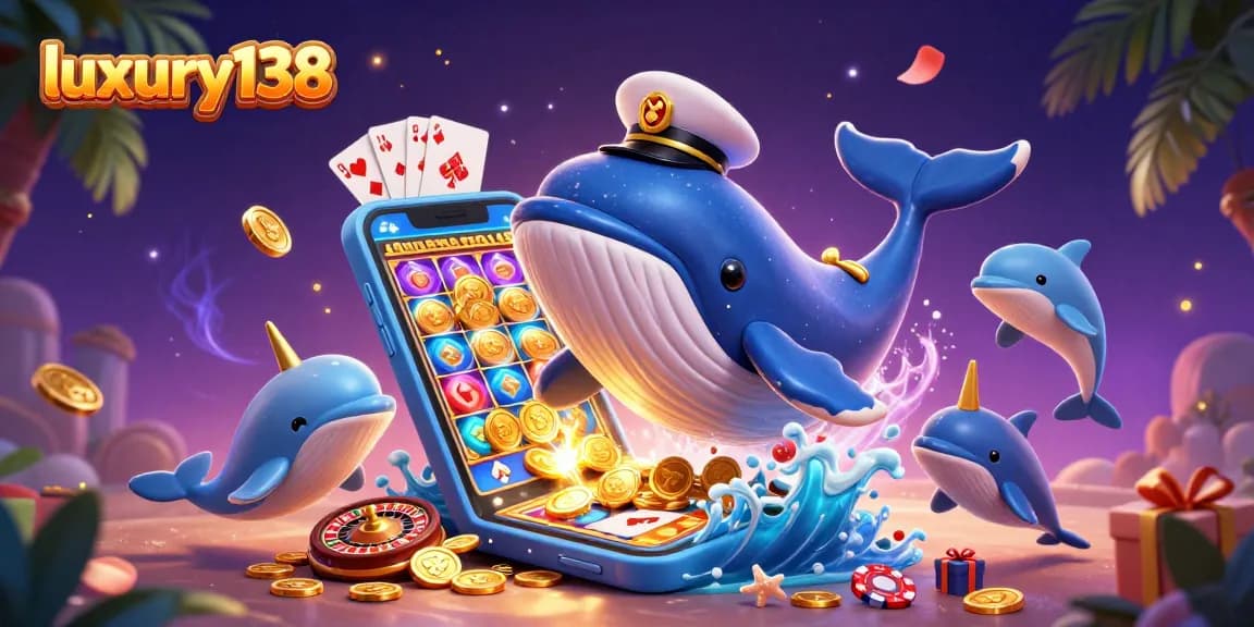 Experience exhilarating gameplay with luxury138 featuring a whimsical whale and slot game excitement.