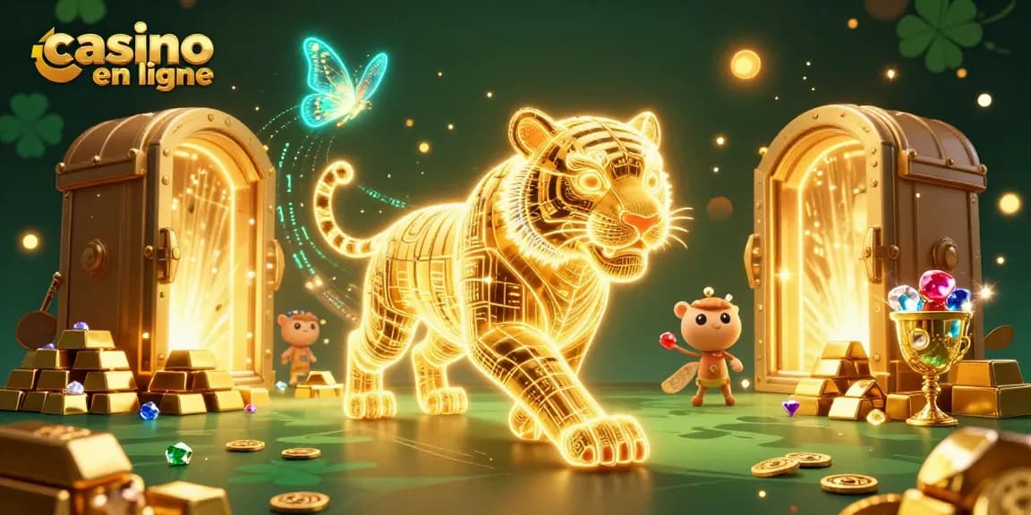 Profitez des jeux captivants dans le casino en ligne avec notre illustration dynamique et lumineuse.