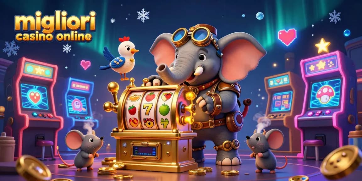Migliori casino online che mostrano una vivace scena di slot machine 3D con personaggi dinamici ed elementi di gioco colorati.