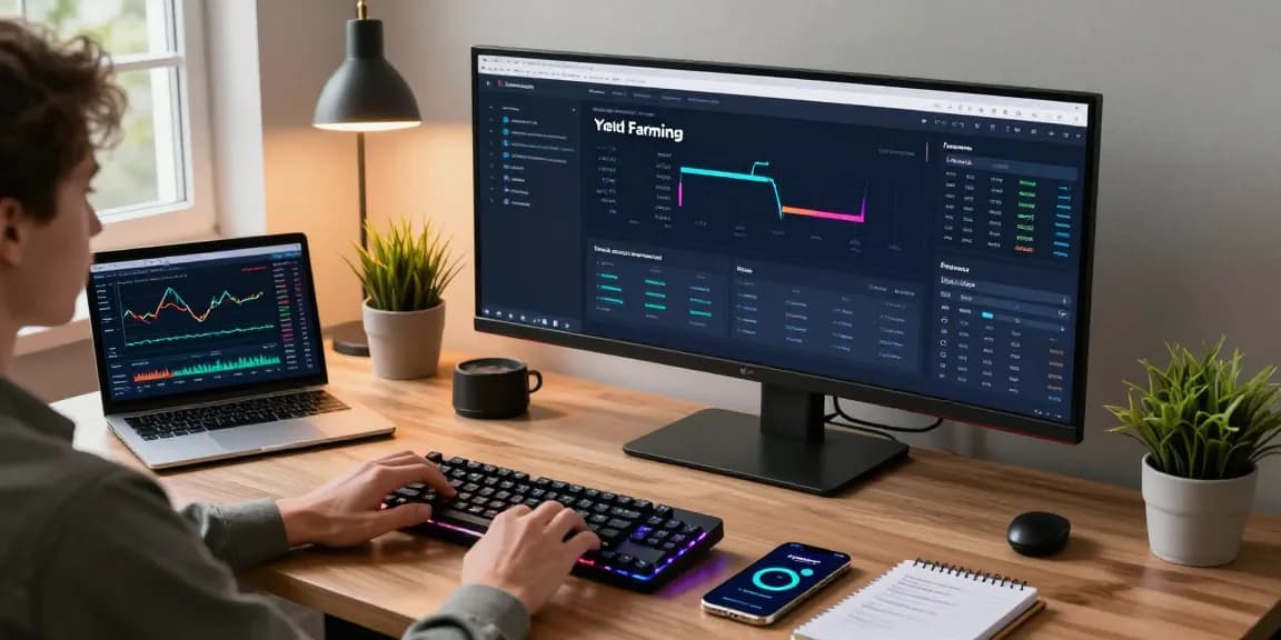 money6x.com make money online crypto workspace with monitors, DeFi dashboard, digital wallet, and trading strategies