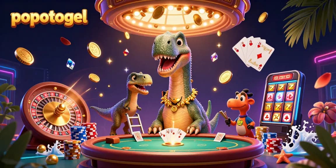 Experience popotogel with thrilling card deals and vibrant casino elements in this captivating illustration.
