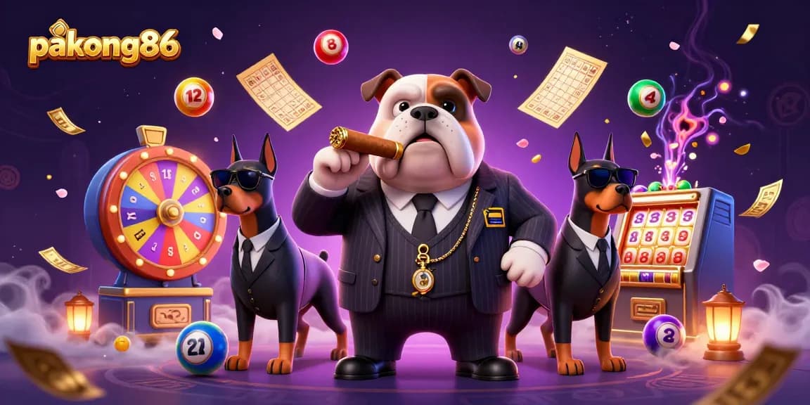 Pakong86 offers a vibrant lottery experience with cartoon mafia elements and dynamic game visuals.