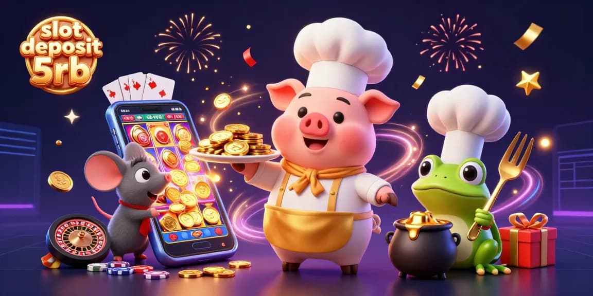 Experience the thrill of slot deposit 5rb with our cartoon chef and casino elements!