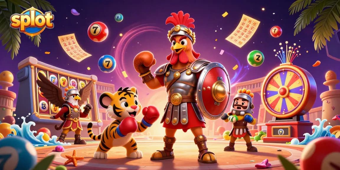 Spin colorful slot reels with engaging 3D characters in a dynamic casino scene