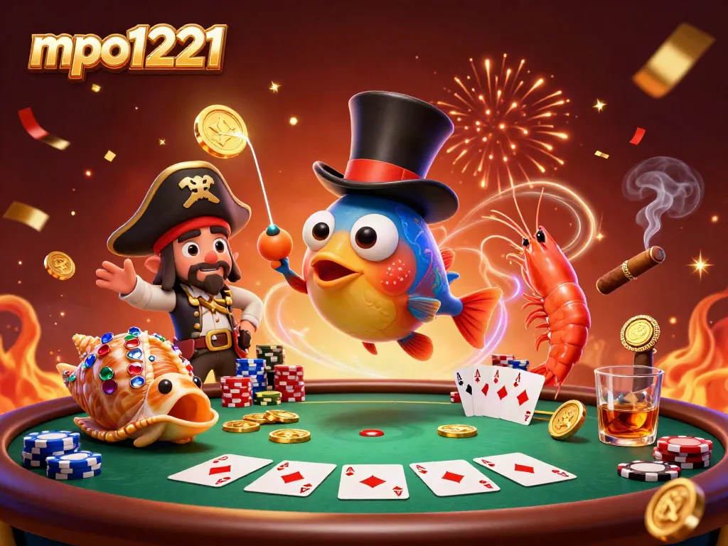 Experience thrilling gambling fun with mpo1221 featuring an adventurous anglerfish and a treasure-filled sea scene.