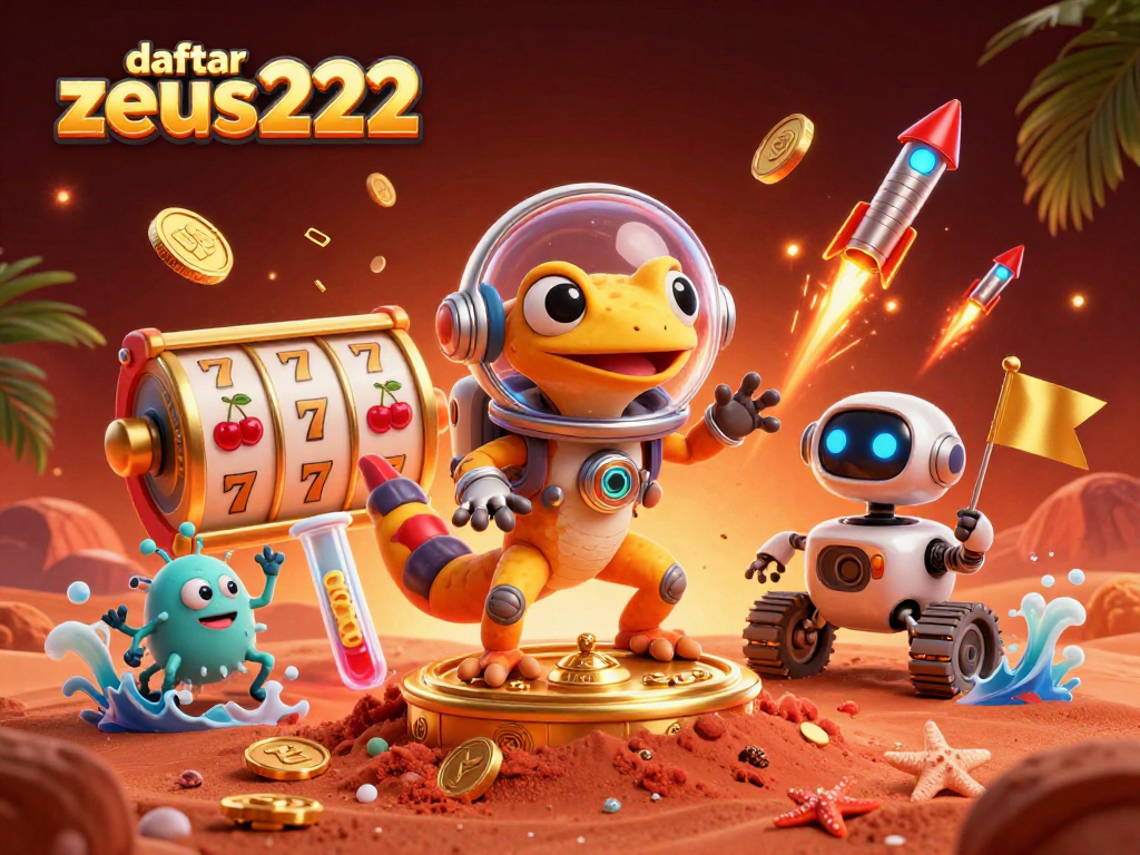 Experience the excitement of daftar zeus222 with a Martian gecko discovering a golden casino.