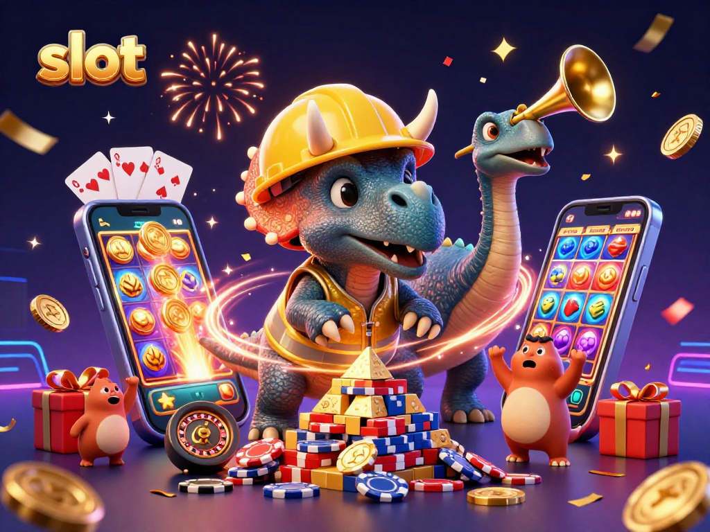 Experience thrilling slots with jackpot excitement in this vibrant 3D casino illustration.