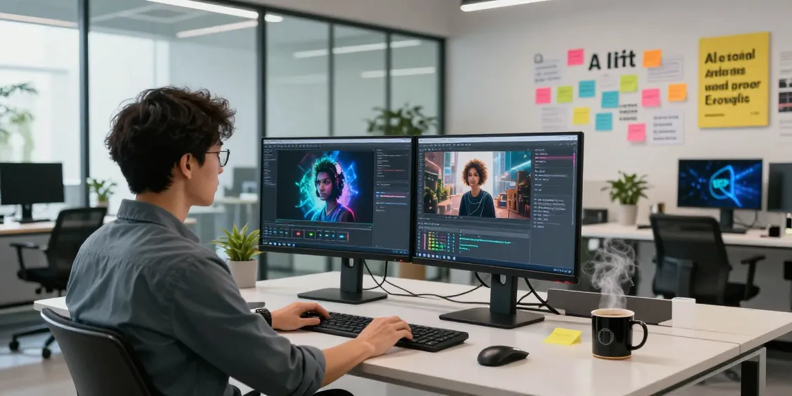 AI Detector analysis scene in a modern tech workspace showcasing innovative image processing.