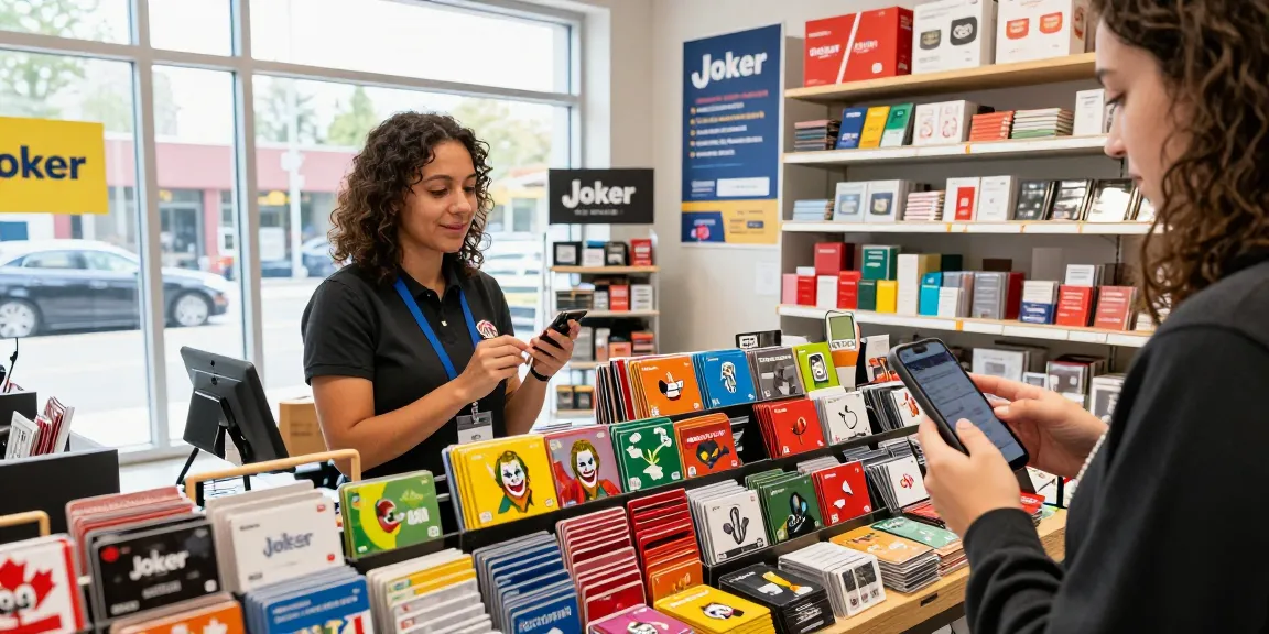 Check your Joker card balance easily at retail store display featuring various card types.
