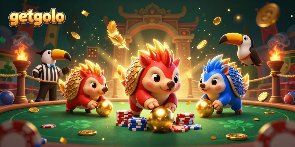 Experience thrilling action at getgolo with rival pangolins competing in a vibrantly detailed casino scene.