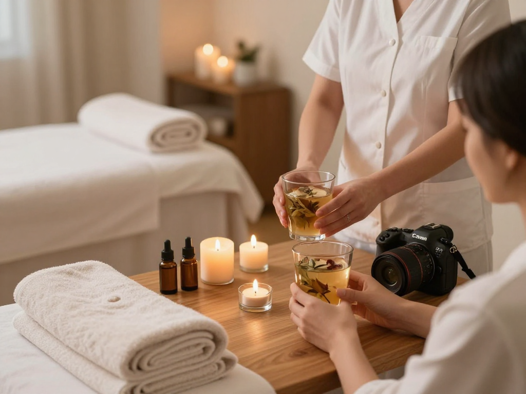 Relaxation at https://www.balancedmassage.org/ with therapist preparing serene treatment in a calming spa atmosphere.