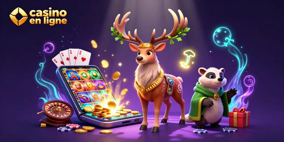 Jouez au casino en ligne avec un druide et un blaireau entourés de jeux de hasard.