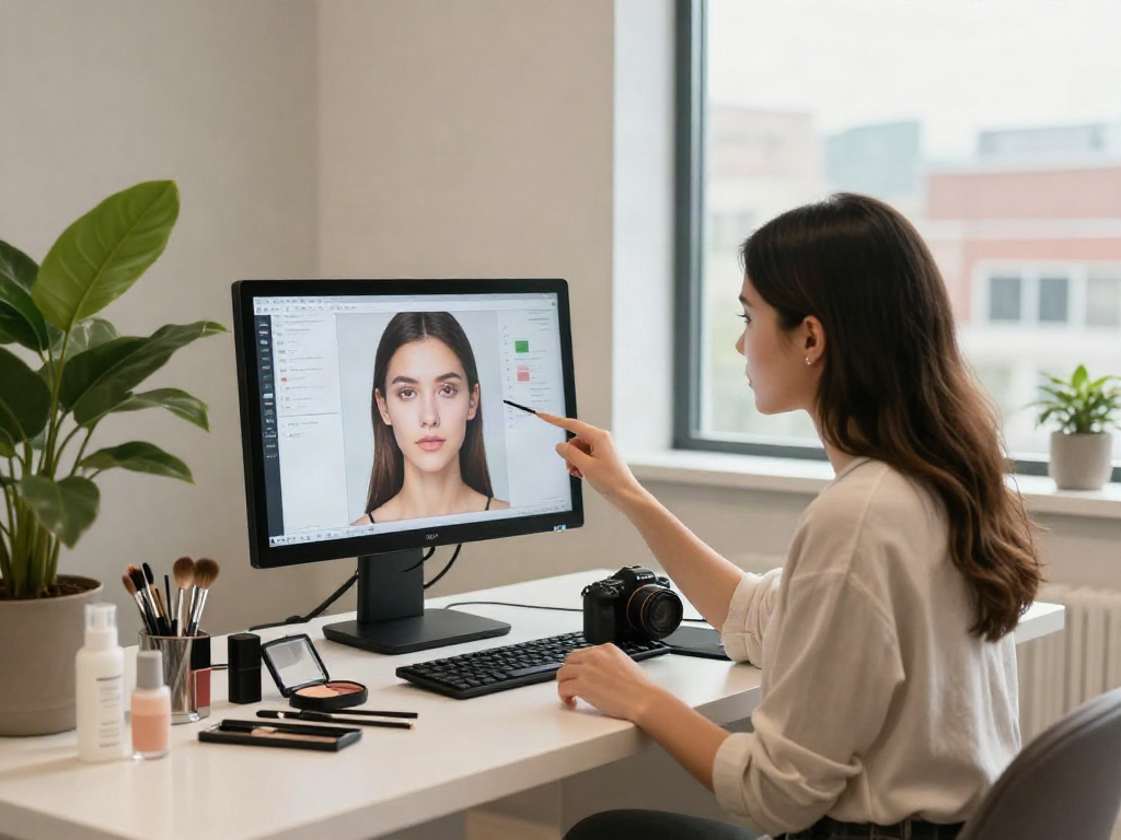 ClinicEvo cheaper than QOVES analysis in a modern beauty studio showcasing facial features.