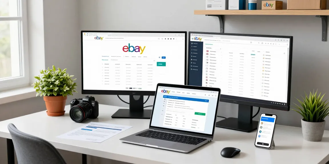 Manage your company eBay account with streamlined analytics and PayPal integration in a modern workspace.