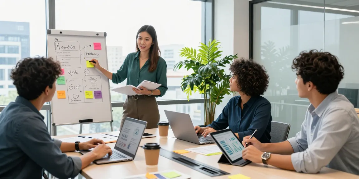 Elite Generations marketing team collaborates on innovative strategies in a vibrant modern office.