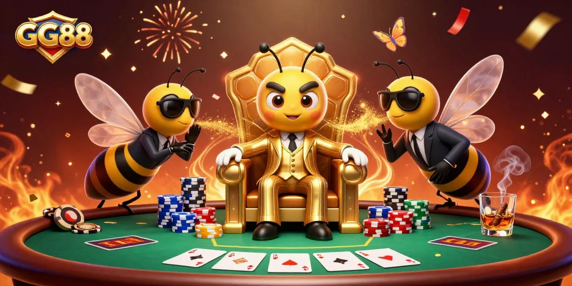 Experience thrilling poker action at GG88 with a vibrant 3D casino illustration featuring dynamic characters and gaming elements.