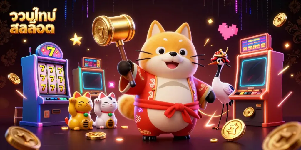 Experience thrilling gameplay with รวมเกมสล็อต featuring colorful slot machines and lucky charms.
