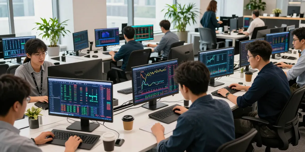 Solution de récupération crypto dans un bureau moderne, affichant des graphiques de trading Bitcoin et Ethereum, équipements numériques sécurisés.