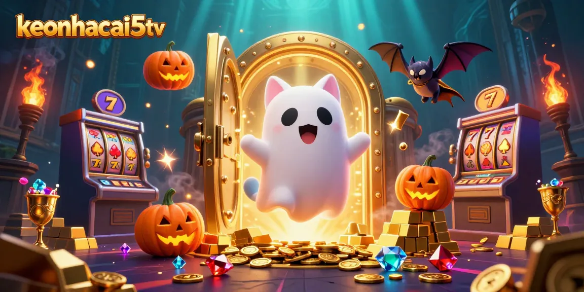 Experience thrilling gameplay with keonhacai5tv's lively ghost cat at a haunted casino.