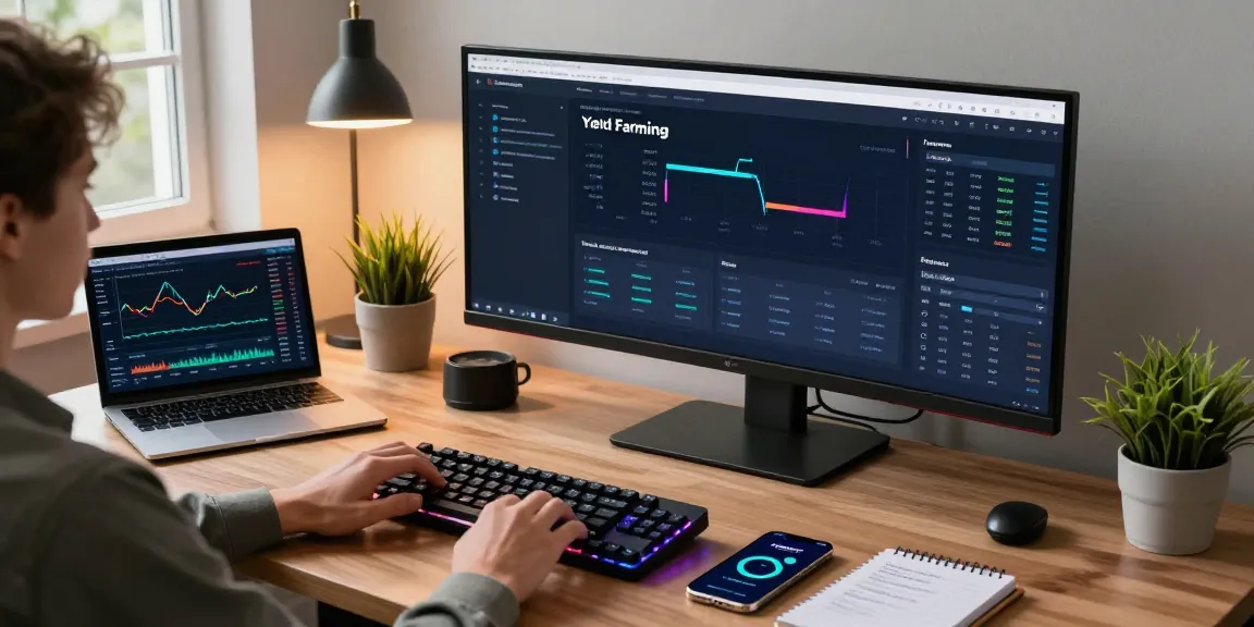 money6x.com make money online crypto workspace with monitors, DeFi dashboard, digital wallet, and trading strategies