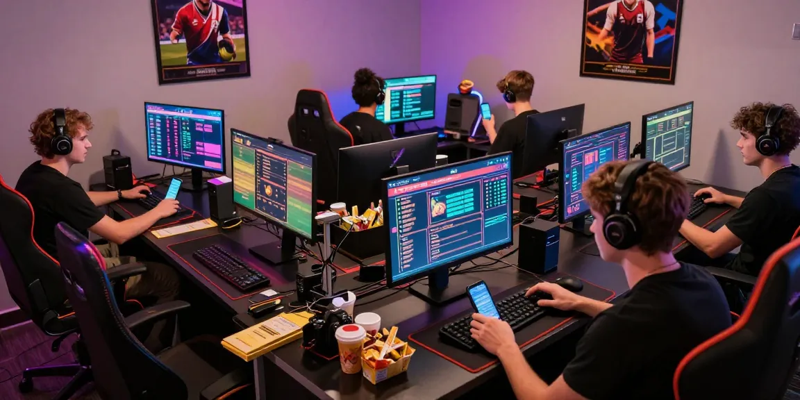 Exciting scene of newbet4d players engaging in online betting with technology.