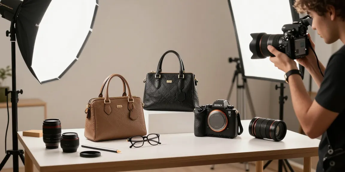 Fotografo still life Milano in studio professionale, cattura accessori di design con illuminazione morbida e sfondo pulito.