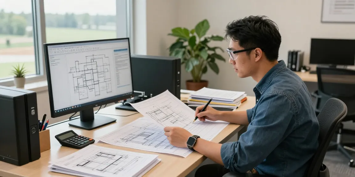 Engineering services Missouri expert analyzing project blueprints in modern workspace.