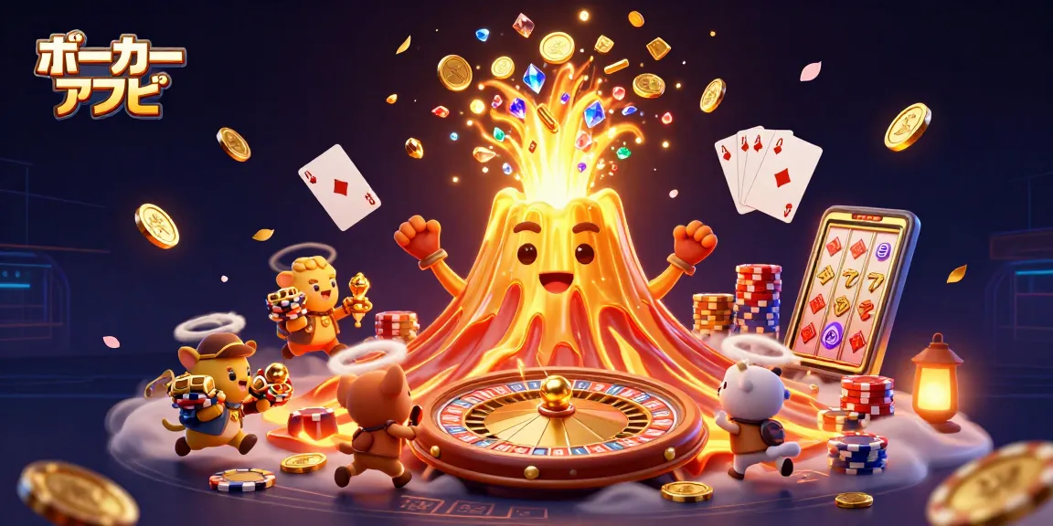 ポーカー アプリの豊富なボーナスと楽しさを表現したイラスト。