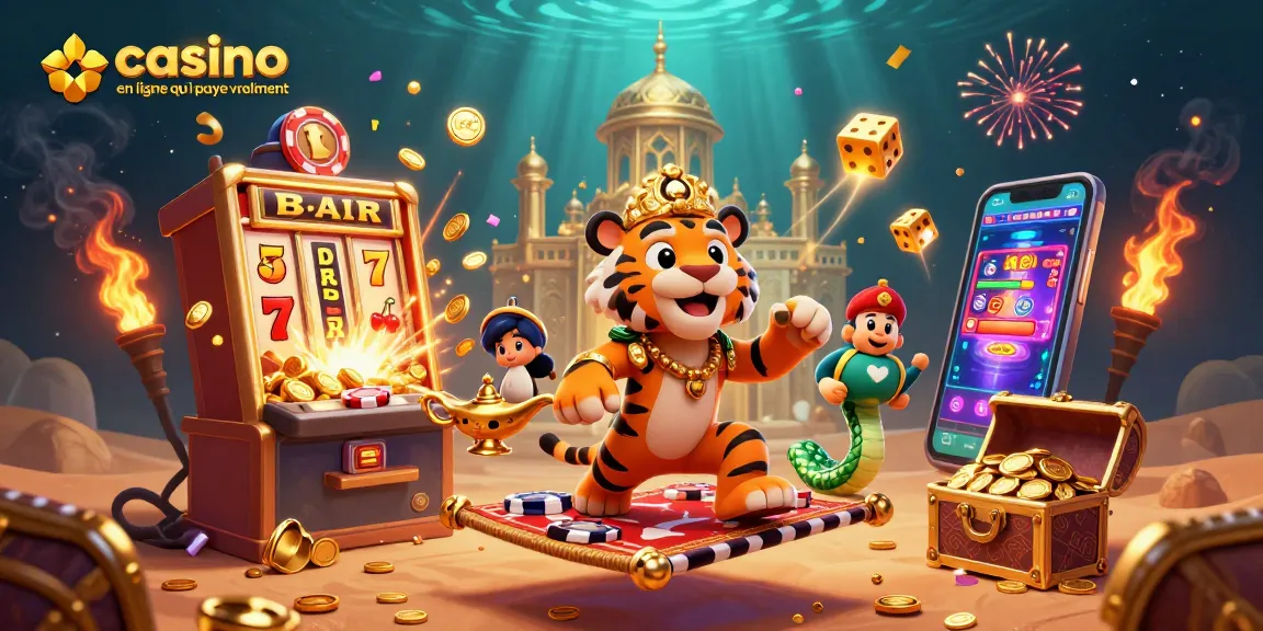 Le casino en ligne qui paye vraiment offre des gains éclatants avec une machine à sous débordant de pièces d'or.